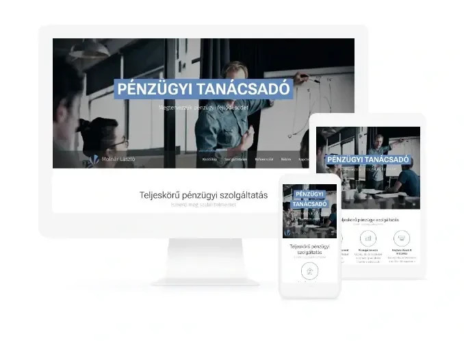 Pénzügyi tanácsadó weboldal fotózás és professzionális design