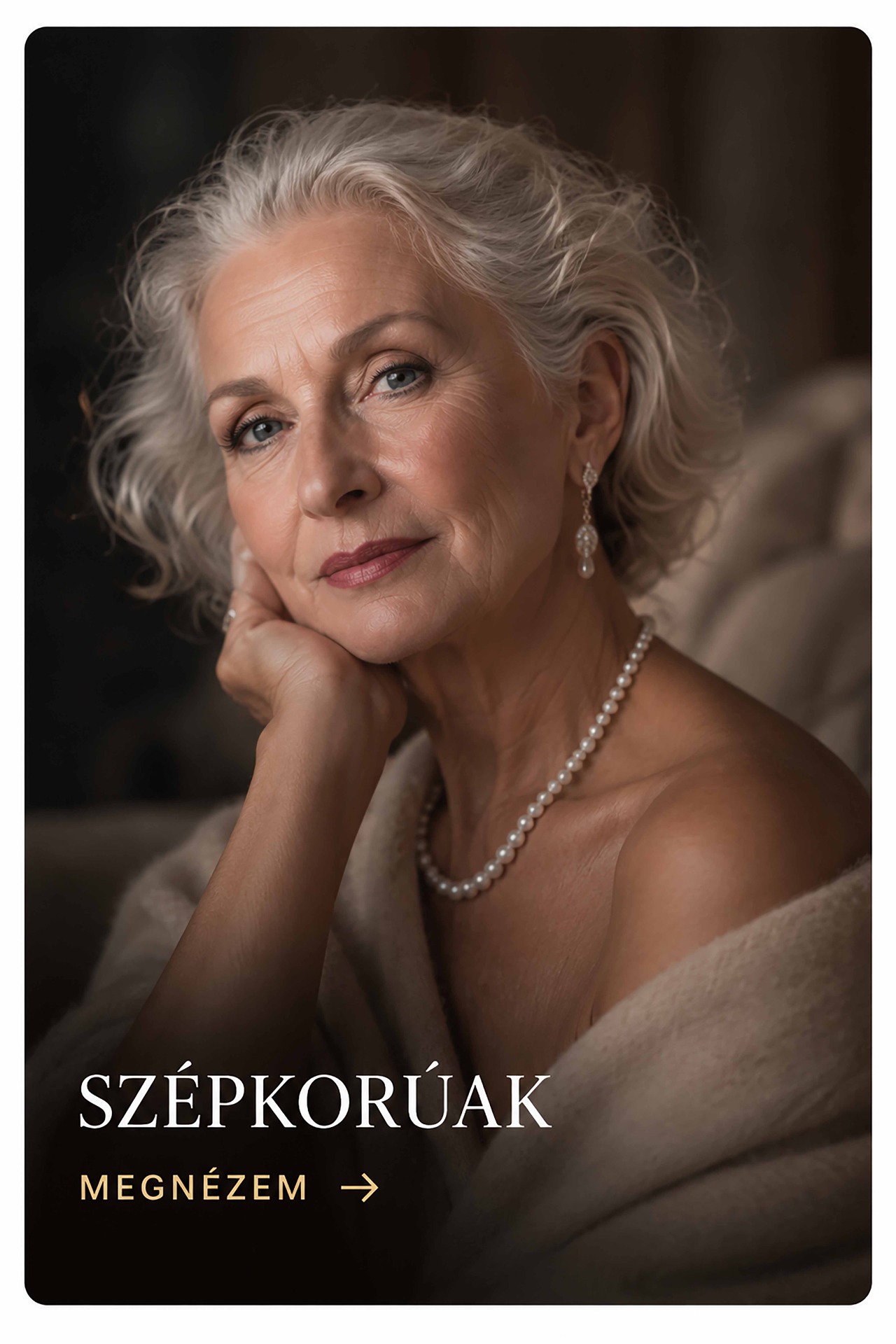 Professzionális szépkorú portréfotózás idősebb hölgyek és urak számára. Elegáns portrék, családi emlékek és időtálló fényképek prémium minőségben.